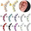 Studörhängen 1st Crystal brosket Piercing Earring Barbell rostfritt stål tragus kluster daith smycken för kvinnor