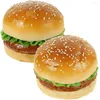 Party Decoration 2 Pcs Simulated Hamburger Model Cake Accessories Fake Food Decors Display Models Burgers Paper Cup Artificial Bread