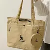 Evening Bags Kangaroo Women Canvas Tote Female Large Capacity Simple Handbags Casual waterproof Cloth Shopper Girls Beige School Bag 231101