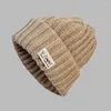 Basker kvinnors höst och vinter stickade hattar mjuk varm bomull kashmir beanie hatt tjock handgjorda fast färg elastiska
