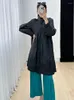女性のトレンチコートmiyake秋の綿ウインドブレーカー長いファッションプリーツソリッドカラーコート冬の服