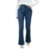 Jeans da donna a vita alta con taglio a stivaletto elastico foderato spazzolato aderente pantaloni a matita in denim sottile svasati abbigliamento invernale termico