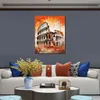 Världsberömd byggnad Roman Colosseum Modern Colorful Pencil Script Art Canvas Print Bilden Poster för sovrumsväggdekor