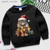 Herrtröjor tröjor god jul katt tryck barn hoodie jul flickor pojkar tröjor länge ärm huvtröja roliga syskon kläder xmas pullover l231101