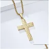 Pendant Necklaces Pendant Necklaces 18K Solid Gold Filled Crucifix Jesus Cross Stunning Chain Necklace Gift Mti-Style Design Select Ma Dhfbs