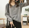 Women's Sweaters Women Candy Colors Loose V-neck Simple Solid Knitted Soft Pullovers Long Sleeve All-match Casual Basic College Fashion