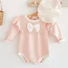 Jumpsuits Autumn Winter Infant Baby Girls Romper Kids Girl Long Sleeve Knit Rompers Clothes Bowknot Clothing