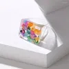 Anéis de cluster en coreia moda vintage simples acetato colorido acrílico grosso redondo conjunto para mulheres meninas y2k jóias acessórios presentes