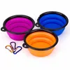 Bol pliant en silicone pour animaux de compagnie Animaux de compagnie Chien Chat Bol d'alimentation Portable Voyage Bol de chien pliable Mode porte-clés plaque de nourriture pour animaux de compagnie T9I0199