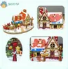 Puzzle de cabine de noël en bois, bricolage, jouet artisanal, décoration créative faite à la main, avec lumières LED, W0109P