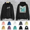 European and American fashion brand AMI printed picture bone letters multi-color long-sleeved hoodie loose pure cotton hoodie men and women the same