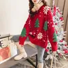 Pulls pour femmes d'hiver Designer correspondant aux femmes Mode Simple Épaissi Rouge Arbres de Noël Style Pull Bleu Chaud Pull Pull Femme Vêtements Paresseux
