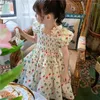 Robes de fille Summer Floral Long Robe Lolita Child Girls MIDI MIDI CONNUT