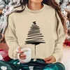 Women's Hoodies Round Neck Long Sleeved Christmas Tree Printed H Solid Color Hoodie Alien Sweatshirt Crop Top Sweaters Women