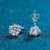 Rainbowking Best Seller S925 Sterling Silver 1 karat Diamond Snowflake Push Back Studs för män