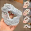 Pony Tails Holder Sweet Scrunchies Organza Hair Ties Elastic Band Women Girs Ponytail Holder Fashion Head Ropes Headband Accessories D Dhy39