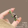 Spille Moda femminile Panda di bambù di cristallo bianco per le donne Spille da balia con spilla animale in lega color oro di lusso