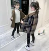 G8038 Herbst Kinder Designer Kleidung Mädchen Wintermäntel dicke warme Plaid Fleece Wolljacke Mädchen Mantel