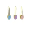 Hoop Earrings Unique Design Gold Color Pastel Enamel Pink Blue Purple Colorful Paper Clip Safety Pin Women Earring