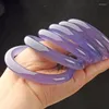 Bracciale rigido in calcedonio viola naturale intagliato a mano con barra tonda Bracciale in giada Boutique di moda Gioielli per uomo e donna Agata viola