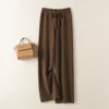 Spodnie damskie Capris Beliarst Cashmere Pants Ladies Wysoka talia Szerokie nogi spodnie na nogi swobodne dzianie spodnie zimowe 100% czyste wełny luźne spodnie 231101