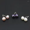 Studörhängen 3 färger naturligt sötvatten pärla 7mm örhänge för kvinnor smycken sterling mode studs prom gåvor b3431