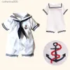 Combinaisons Nouveau-né bébé garçon vêtements barboteuses été ancre marin barboteuse combinaison combishort une pièce bébé vêtements SunsuitL231101