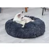 Łóżka kota długie pluszowe domy miękkie okrągłe maty do poduszki dla psa zimowego dla małych psów koty gniazdo ciepłe szalone szalone 50/60/70 cm