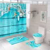 Shower Curtains Bath Curtain Shell Ocean Beach Print Shower Curtain Waterproof Bath Screen For Girls Boys Gift with R231101