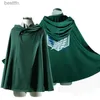 Anime Costumes Anime Attack på Titan Levi Ackerman The Scouting Legion Wings of Liberty Cosplay Green Black Cloak Necklace Props Hooded Capel231101