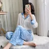 Women's Sleepwear Velour Pajamas 2Pcs Warm Velvet Nightwear Winter Home Clothes Lapel Long Sleeve Shirt Trousers Set Loungewear