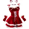 Ani 2022 Feliz Navidad niña Spaghetti vestido de tirantes uniforme trajes mujeres Santa Claus camisón de felpa disfraces Cosplay