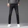 Jean de famille H européen haut de gamme pour hommes, coupe cintrée, petit pantalon droit extensible noir Emed, automne et hiver