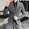 Abiti da uomo Blazer Blazer Gilet Pantaloni Moda da uomo Business Gentleman Casual Versione coreana Abito da sposa slim Banchetto Set da 3 pezzi S-7XL 231101