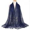 Scarves 170 65cm Pure Color Lace Shawl Veil Head Scarf Long Tassel Shawls Hollow Out Crochet Floral Wedding Bride Veils