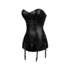 Femmes Shapers Punk Style Push Up Femmes Plus La Taille Minceur Body Shapewear Gothique Noir Faux Cuir Corset Bustier Avec Zip Et