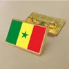 Party Senegalese Flag Pin 2,5*1,5 cm Zink Die-Cast PVC Color Coated Gold Rectangular Medallion Badge utan tillsatt harts