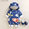 Jumpsuits New born Autumn Winter Overall For Children Infant Thicken Clothes Boy Hooded Baby costume little Girls clothing toddler RomperL231101