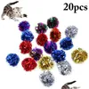 Cat Toys Cat Toys 20Pcs/Set Fun Mylar Crinkle Ball Toy Interactive Colorf Sound Ring Paper Kitten Playing Balls Pet Products Drop Deli Dhvrg