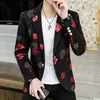 Abiti da uomo Samlona Plus Size 3xl Uomo Elegante Per il tempo libero Casual Blazer Kpop Stile 2023 Autunno Semplice Stampa Giubbotti Colletto Lopal Skinny