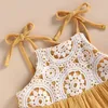 Girl Dresses 0-5Y Kids Girls Summer Dress Baby Tie-up Straps Sleeveless Lace Ruffle Pleated Toddler Casual Clothing