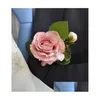 Flores decorativas grinaldas flores decorativas 1 peça casamento noivo boutonniere ou nupcial mão pulso flor artificial floral suppli dhli5