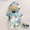 Jumpsuits New born Autumn Winter Overall For Children Infant Thicken Clothes Boy Hooded Baby costume little Girls clothing toddler RomperL231101