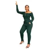 Designer outono inverno tracksuits mulheres outfits dois conjuntos de peças manga longa slash neck moletom e calças combinando roupas esportivas roupas por atacado 10334