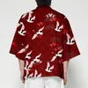 Etnische kleding plus maat 6xl 5xl 4xl 3xl Red Crane Print Losse Japans Cardigan Women Men Harajuku Kimono Cosplay Tops Blouse Yukata 230331