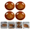 Assiettes 4 PCS COUVREURES SMELUX BOLLS DE BOIS DE BOIS SERVANT LES PLAQUES ASTRAGES ROND PLAQUE La sauce de soja trempette mini