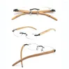 Sunglasses Wood Natural Reading Glasses Women Men Rimless Ultralight Frame Simple Spring Hinges Anti Blu 1 1.5 2 2.5 3 3.5 4