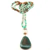 Pendant Necklaces Fashion Jewelry 108 Beads Multi Stone Knotted Crystal Link Facet Drop Necklace Wome Yoga