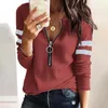 Women's Hoodies & Sweatshirts Women Fashion Long Sleeve Casual Tops Female Spring Clothes 3XL Color Block Top Zip Up Sweatshirt