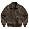 Men's Leather Faux Leather Retro Light Brown Autumn Men's A2 Jacket Plus Size 4XL American Military Style Natural Cowhide Pilot Genuine Leather Coats 231101